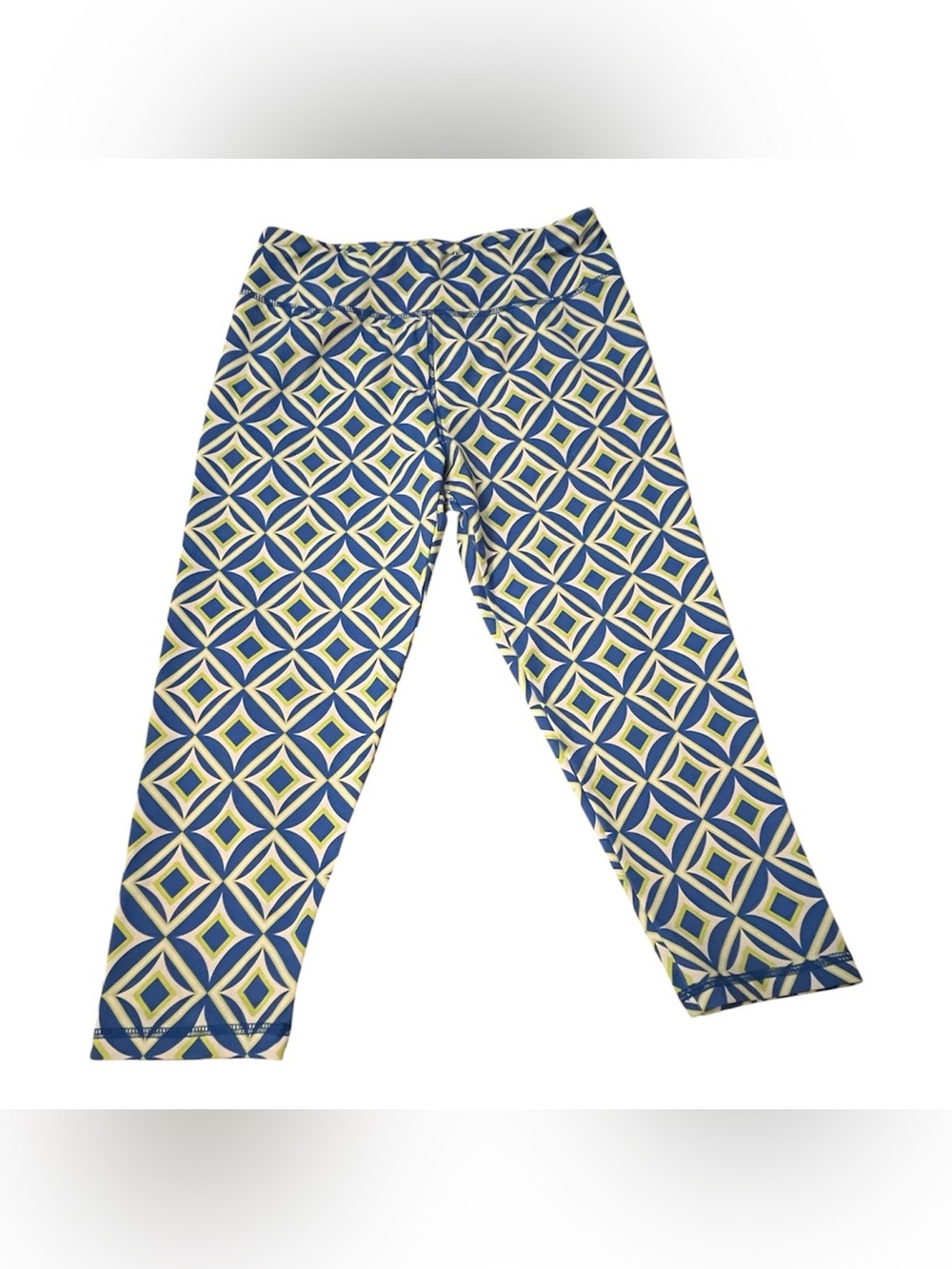 Lulu-B Blue & Green Geometric Capri Leggings